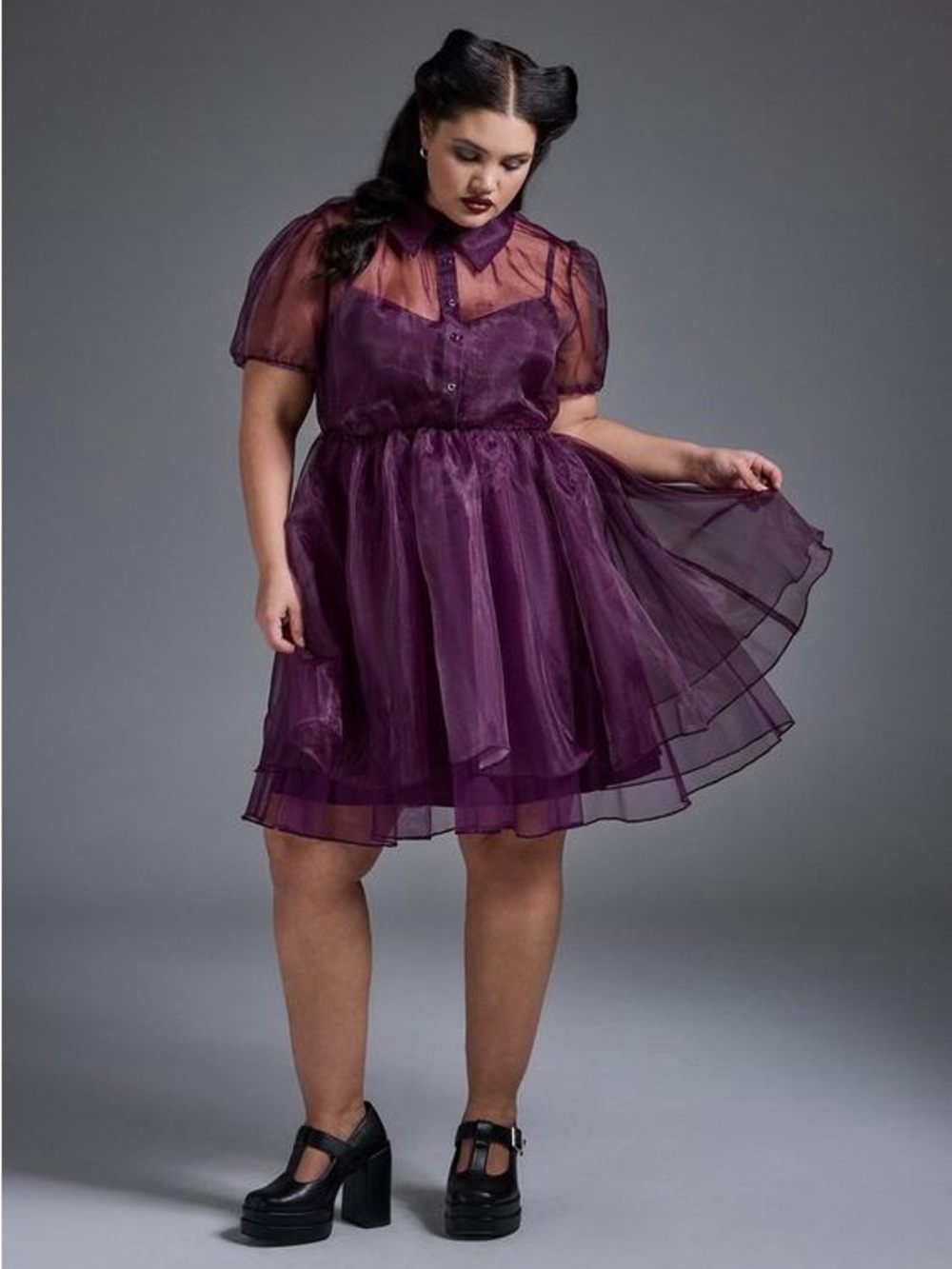 NWT Torrid Nightfall Tiered Organza Mini Dress w/ Slip Potent Purple Sz. 10